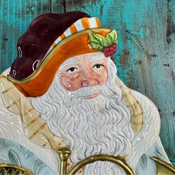 Fitz And Floyd Classics Plate Edwardian Era Santa Christmas Horn Canape Tray - Picture 5 of 10